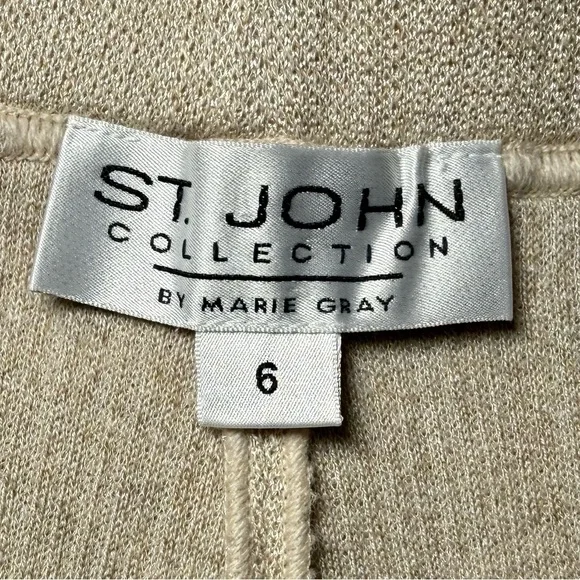 St John Collection Knit Wide Leg Pants 6 Beige Soft Luxury Lounge Old Money - Picture 6 of 9